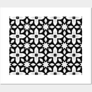 Black and white floral drawing Posters and Art